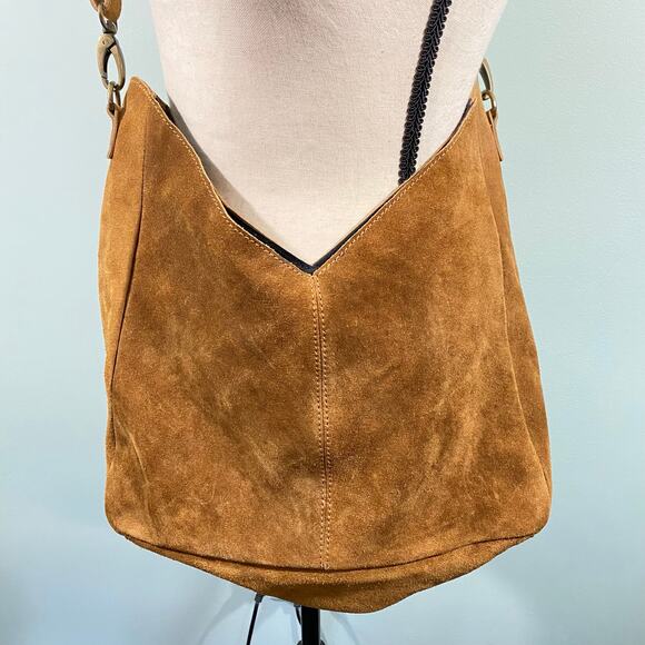 World Market Camel Brown Suede Crossbody Bag - Picture 7 of 7
